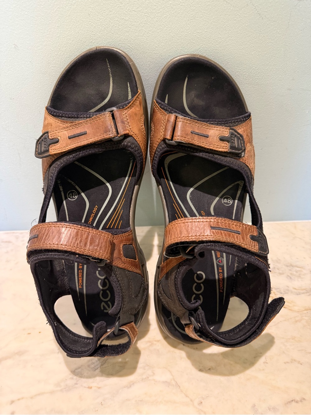 Ecco Off-road Yucatán Leather Black and Brown Hiking Sandal, size 16 ( 48 EU)